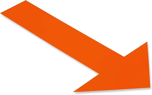 Mighty Line Solid Arrows Directional Sticker Sign Floor Marking Tape for Safety, Caution, Warning, Heavy-Duty, Peel and Stick, Adhesive, Industrial Quality, Orange, 10" by 6", Pack of 50