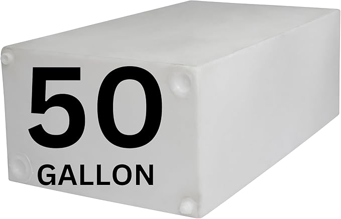 50 Gallon RV Fresh Water Tank, Potable Water Storage Tank for Drinking, Cooking, Cleaning, Showering, for Campers, Trailers, Motorhomes, RVs, Cube Shape, 38" x 22.25" x 14.25" (WT-1177)