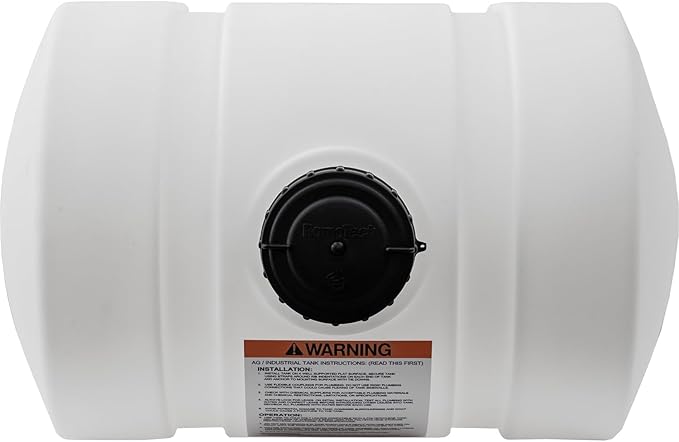 RomoTech 35 Gallon Polyethylene Storage Tank with Legs–Heavy-Duty Horizontal Water Storage Tank for Farms, Industrial or Chemical Use–UV-Resistant, Rustproof, BPA-Free Plastic Liquid Tank, 82126189