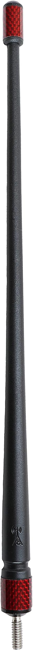 Votex - The Spartan - 13 3/4 Inch Rubber Antenna fits Jeep Wrangler | Gladiator - USA Stainless Steel Threading - Red Carbon Fiber Trim - Tuned Internal Copper Coil - Part Number A601-JJP-15
