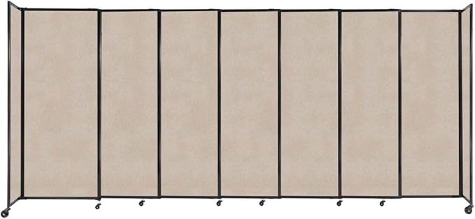Versare Straightwall Sliding Portable Wall Partition | Freestanding Office Dividers | Locking Wheels | Temporary Room Separator | 15'6" Wide x 6'10" Tall Beige SoundSorb Panels