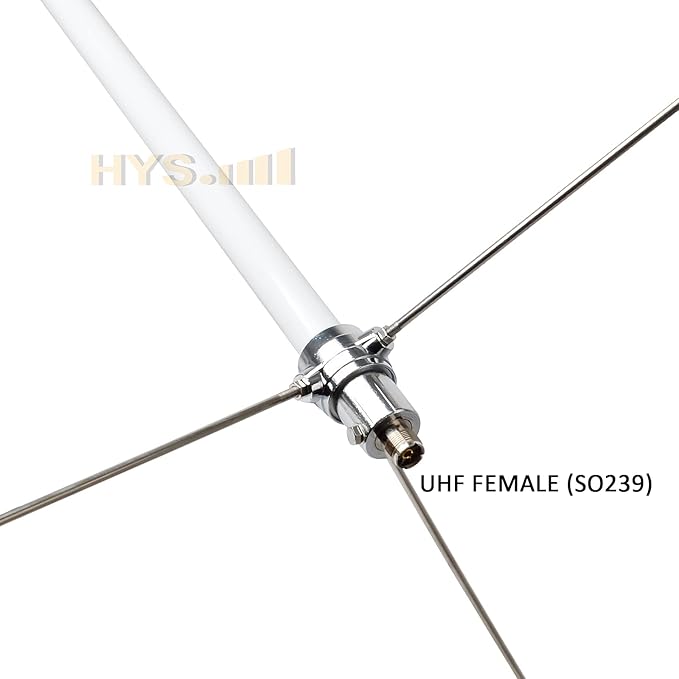 HYS Pre-Tuned Fiberglass Base Station Antenna for VHF/UHF 144/430MHz - 4.5dBi VHF & 7.2dBi UHF, SO239 Connector, 5.7ft Long, Weatherproof, for Ham Radio & Amateur Radio