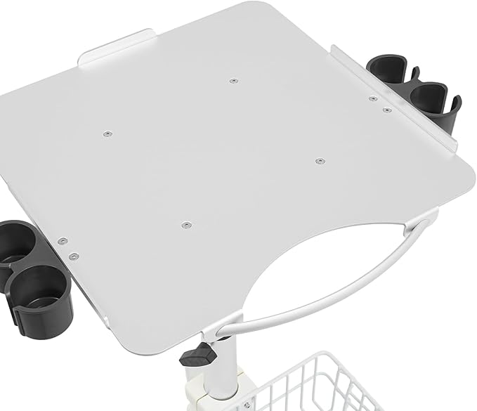 Medical Trolley Cart with Locking Wheels - Height Adjustable Mobile Workstation 24-38 inch,5 Casters Rolling Desktop Cart for Dental Clinic, Salon, Lab & Esthetician