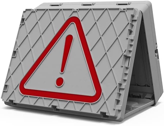 Folding Storage Camping Box with Table,3 in 1 Lightweight Camp Storage Box with Parking Warning Sign,Portable Foldable Compartment Table for Indoor, Outdoor, Fishing, BBQ, Picnic, Gray