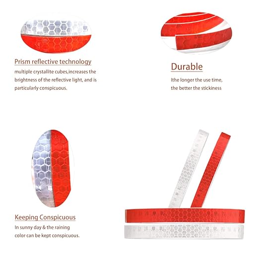 Reflective Safety Tape,1/2 Inch×15 Feet Red Reflective Strips,high Viscosity Waterproof Reflective Tape for Bikes Cars Ships Motorcycles Raincoat.