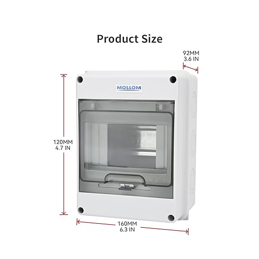 MOLLOM 5 Way Circuit Breaker MCB Distribution Protection Box with DIN Rail, IP65 Waterproof,for Indoor and Outdoor