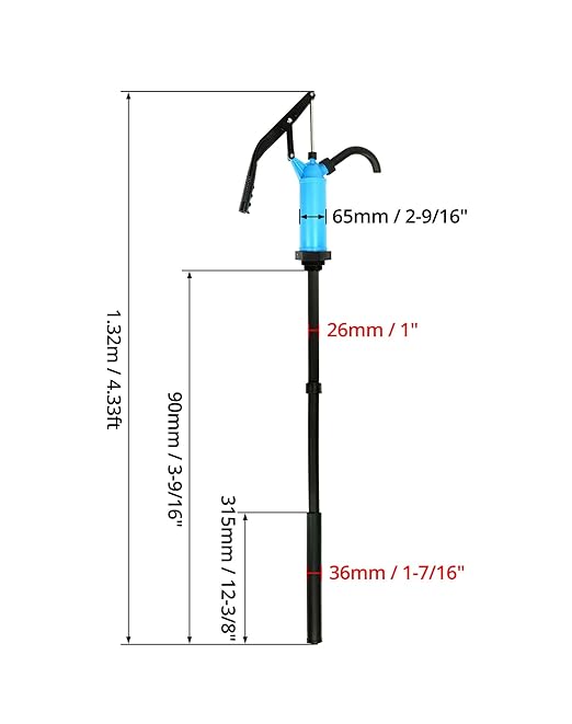 QWORK Hand Pump, Siphon Pump, 2 Pack, Fluid Transfer Pump, 55 Gallon Drum Pump, 5 Gallon Pump Dispenser, Fit Most 15, 30 & 55 Gal Drum Barrels