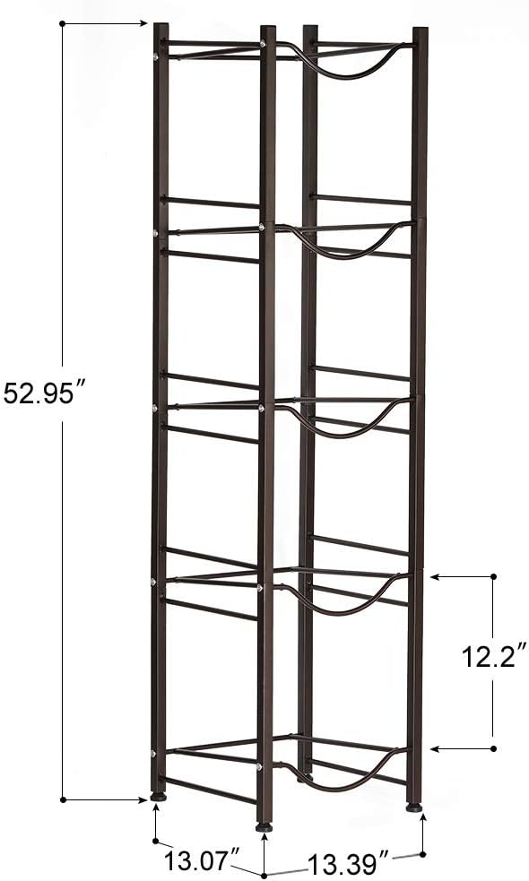 LIANTRAL 5 Gallon Water Jug Holder, 5-Tier Brown Heavy Duty Rack, Freestanding Bottle Organizer for Home Office