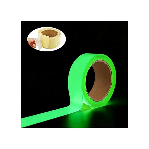 Oumers Glow in The Dark Tape 33 ft x 0.5 inch Green High Bright Luminous Tape Sticker Removeble Waterproof and Photoluminescent