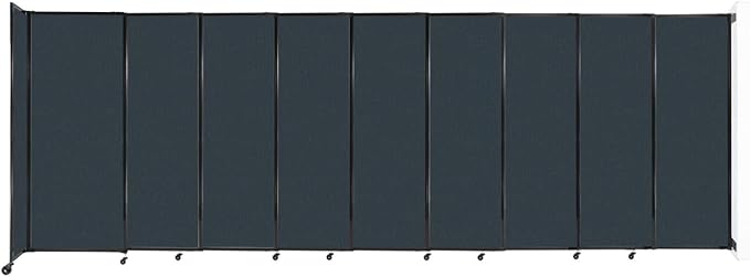 Wall-Mounted Sliding StraightWall Room Divider | Adjustable Widths | Locking Wheels | Room Separator | Up to 19'9" Wide x 6'10" Tall Blue Spruce Fabric Panels
