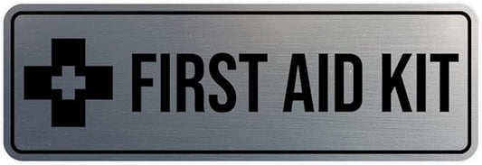 Standard First Aid Kit Sign (Brushed Silver) - Medium