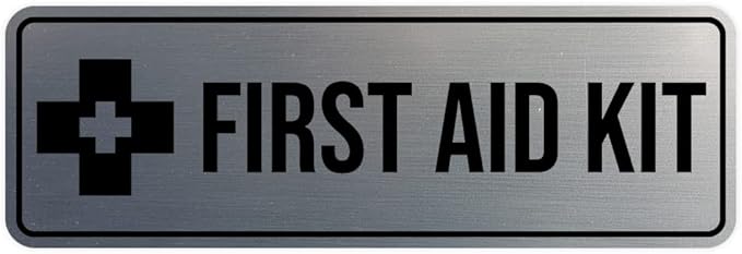 Standard First Aid Kit Sign (Brushed Silver) - Medium (5 Pack)