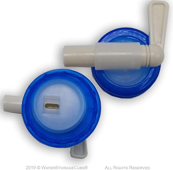 WaterStorageCube 2-Pack Spigot Cap Replacement for Collapsible Water Container Cubes (not Bags), Fits Cubes from All Brands with Same Blue Spigot Cap, Fits 1.3g, 2.6g, 5.3g