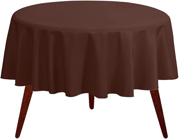 Gee Di Moda Round Tablecloth - 90 Inch Chocolate Round Table Cloth for 30 to 60 Inch Round Tables - Heavy Duty Washable Fabric - for Buffet Table, Holiday Party, Dinner, Wedding & Baby Shower