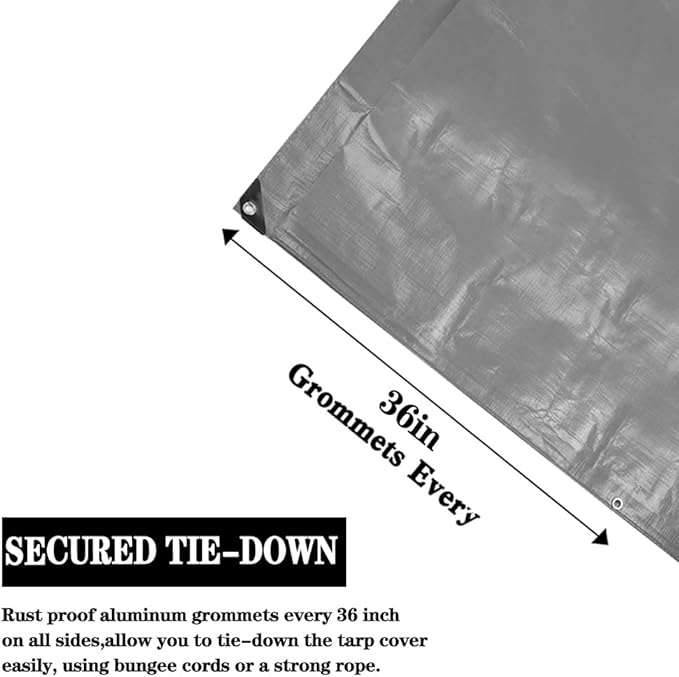 Tarps Heavy Duty Waterproof 16x24ft,TEZONG Silver Tarp 12Mil Plastic Tarpaulin Outdoor Tarp Cover for Emergency Rain,Patio Furniture,Wood,Roof,Camping,Car,Pool