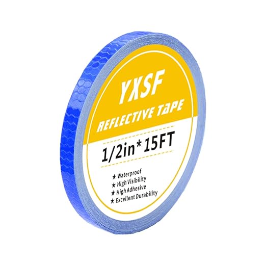Reflective Safety Tape,1/2 Inch×15 Feet Blue Reflective Strips,high Viscosity Waterproof Reflective Tape for Bikes Cars Ships Motorcycles Raincoat.