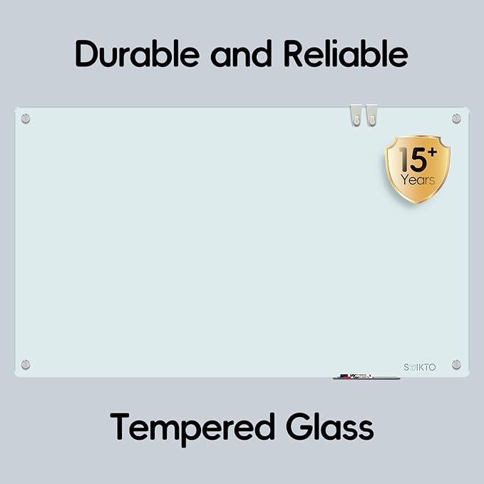 Glass Whiteboard - Glass Dry Erase Board 48" x 72" Magnetic White Board Writing Board White Boards for Walls Wall Office Home