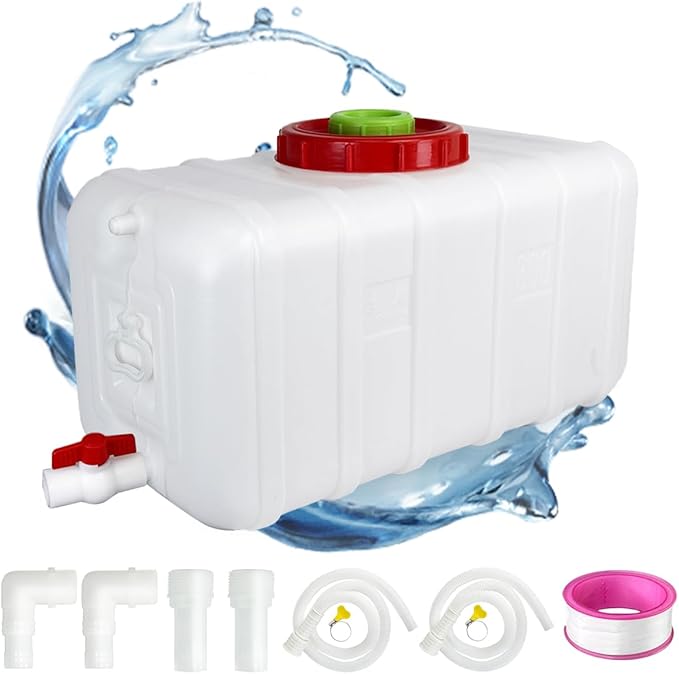 29 Gallon Potable Water Storage Containers Long Term,Water Tank with Spout Kit,Portable Water Storage Barrel for Outdoor Camping,Picnicking, RV and Household Water Use