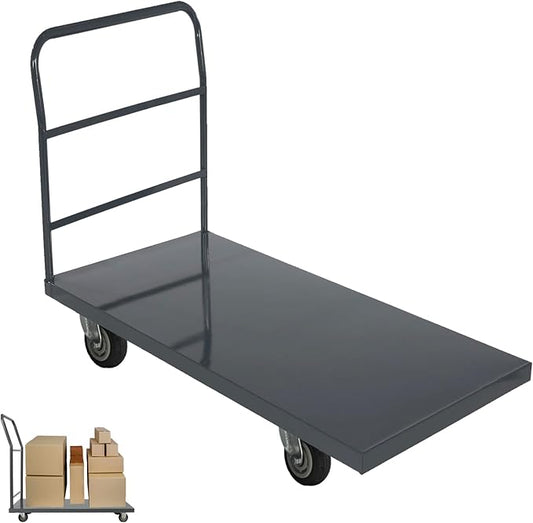 Heavy Duty Platform Truck Moving Flatbed Cart, 24"x48"Push Dolly, 2000 LBS Dolly Cart Flatform with Wheels and Handle, Steel Flatbed Cart for Luggage Moving, Shopping