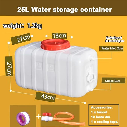 Water Storage Tank for Camping Plastic Large Capacity Water Tank Water Container with Spigot for Emergency Storage Household Outdoor Camping RV Self-Driving Tour(Size:25L/6.6gallon)