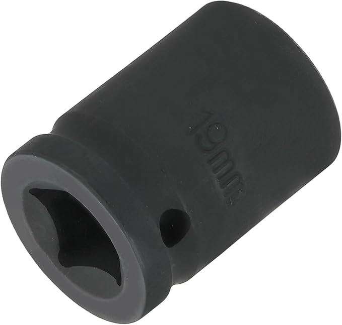 HARFINGTON 12-Point Impact Socket 1/2 Inch Drive 19mm Metric Cr-V Shallow Impact Socket Nut Driver Wrench for Auto Repair