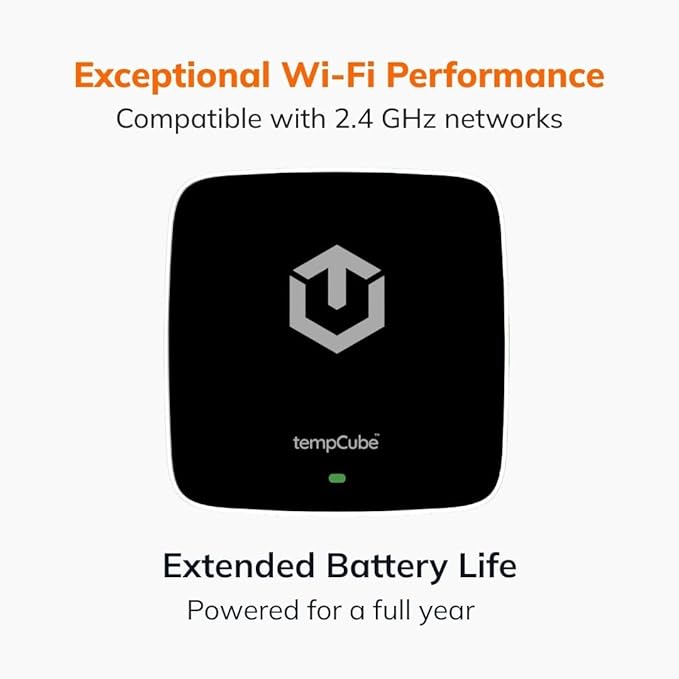 Pack of 2 WiFi Temperature & Humidity Sensor | Connects 2.4 GHz – Real-Time 24/7 Monitoring | No Subscription | Data Logger | Unlimited Text/Email Alerts | Freezer, Medical & Food Storage