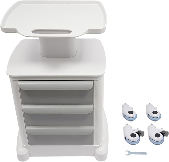 Mobile Medical Cart with 3 Drawers, Utility Cart with Wheels Commercial Hospital Office Lab Cart Beauty Salon Storage Trolley, for Hospital Lab Clinic Pet Shop