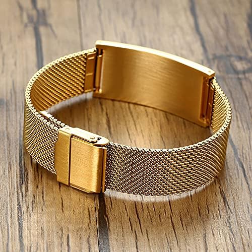 VNOX Medical Alert Bracelets for Men & Women Kids with Free Engraving Adjustable Stainless Steel Mesh Emergency Medical ID Bracelets Wristband
