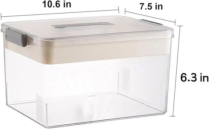 2-Tier Medicine Storage Box with Handle, Clear Plastic First Aid Organizer for Home & Travel, Multi-Compartment Emergency Supplies Container, Family Medicine Box, Pill Bottle Organizer