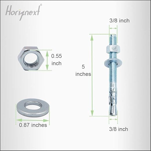3/8"x 5" Wedge Anchor, for Cement and Concrete only, zinc-Plated Carbon Steel Screws and lag Bolts （ 30 pcs