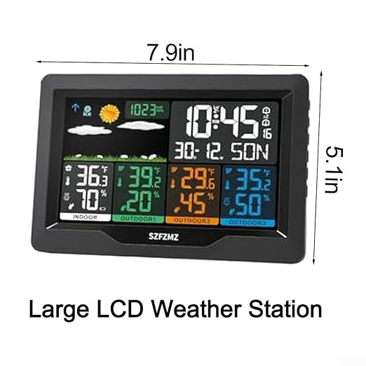 Digital Weather Station with 3 Sensors,for Indoor and Outdoor Temperature and Humidity Monitoring, Barometric Pressure Forecast, USB Powered