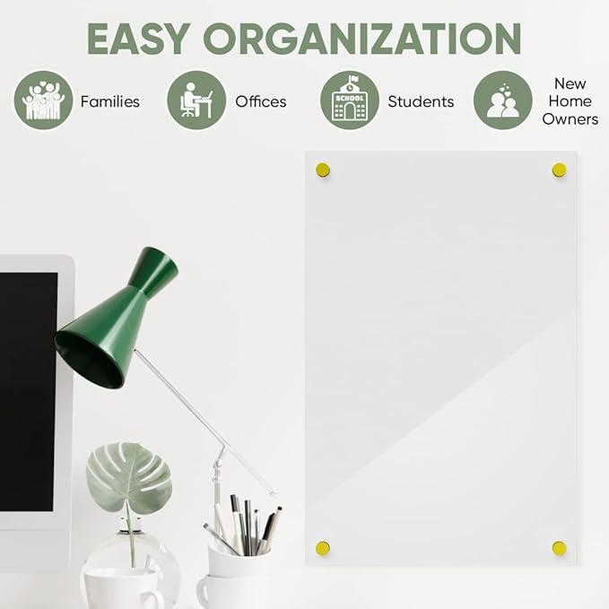 Ships Next Day, Made in USA - Acrylic Dry Erase Board | Non-Magnetic Dry Erase Board | Hanging Frameless White Board | Acrylic for Office, School and Home Walls | for Kids & Adults (White - 24x30)