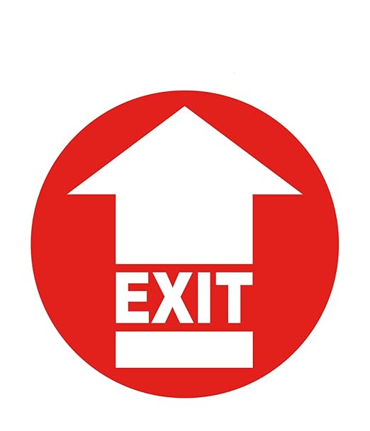Stranco Floor Signs "EXIT" Non-Slip Permanent Acrylic Adhesive Floor Sign, 17" Red and Black on White