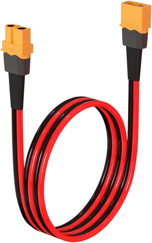 10AWG 2FT XT60 Extension Cable 2 6 10 20 35 50 75 100FT XT60 Female to Male Connector for RC Battery Portable Power Station Solar Panel(2FT)