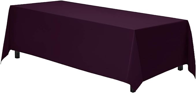 Gee Di Moda Rectangle Tablecloth - 70 x 120 Inch Eggplant Table Cloth for 6 or 8 Foot Rectangle Tables - Heavy Duty Washable Fabric - for Holiday Party, Dinner, Weddings, Baby Shower & Events