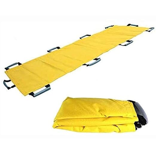 Medical Stretcher, Emergency EMS Patient Mover, Folding First Aid Soft Stretcher, Double Thick Oxford Cloth Fabric with Portable Medical Stretchers, Emergency Litter Stretchers, 10 Handles,Yellow