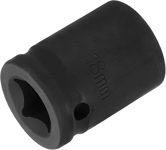 HARFINGTON 12-Point Impact Socket 1/2 Inch Drive 18mm Metric Cr-V Shallow Impact Socket Nut Driver Wrench for Auto Repair