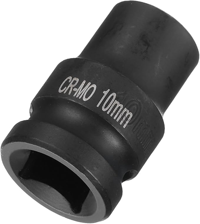 HARFINGTON 4 Point Square Socket 1/2" Drive 10mm Metric Square Impact Socket CR-MO Blackening Standard Wheel Sockets Pneumatic Socket Tool for Auto Repair Mechanical Maintenance Home Use
