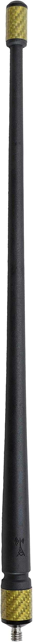 Votex - The Spartan - 13 3/4 Inch Short Flexible Rubber Antenna - Gold Carbon Fiber Trim - Tuned Internal Copper Coil - Part Number A601-FUB-15