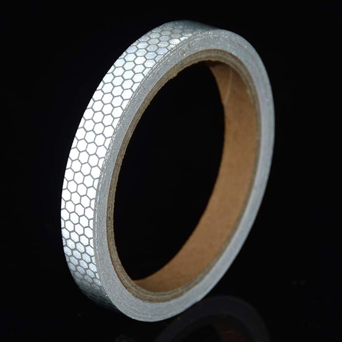 High-Intensity Reflective Tape for Vehicles Boats Clothes Helmets Mailboxes,0.5 Inch by 15 feet, Silver & White