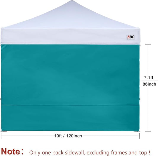 ABCCANOPY Instant Canopy SunWall 10x10 FT, 1 Pack Sidewall Only, No Frame or Top, Turquoise