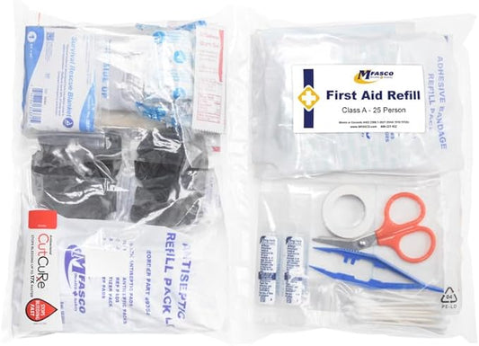 MFASCO First Aid Kits Refill Pack for ANSI Z308.1-2021 Class A OSHA Kit Compliant - User-Friendly Sectioned Bag for Easy Access - Emergency Kit Refill - Fits Medium Kits