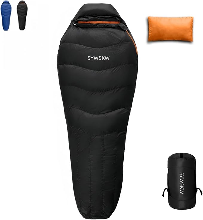 Down Sleeping Bag with Pillow for Backpacking,15℉ 5℉ 0℉ Wide Down Sleeping Bag (86.6 in x 33.5 in) for Adults,Teens,Youth Camping and Hiking Outdoor with 680FP Duck Down
