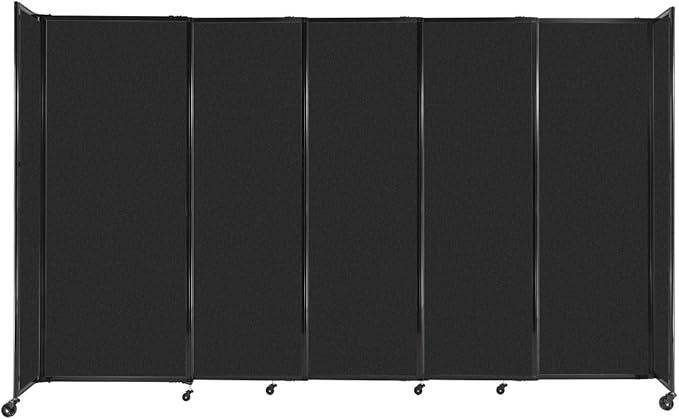 Versare Straightwall Sliding Portable Wall Partition | Freestanding Office Dividers | Locking Wheels | Temporary Room Separator | 11'3" Wide x 6'10" Tall Black SoundSorb Panels