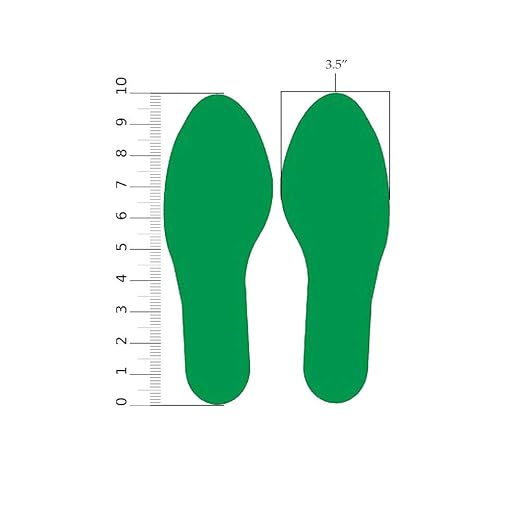 5S Location Marking Footprint- 10x3.5" Durable Footprint Shaped Floor Marker by Graphical Warehouse- Vibrant Colors, Rounded Corners (Pack of 10, 5 Pairs) (Green)