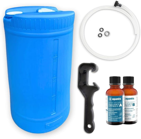 15 Gallon Water Storage Tank with Treatment Set, Water Storage for Emergencies, BPA Free Food Grade Plastic - Emergency Zone