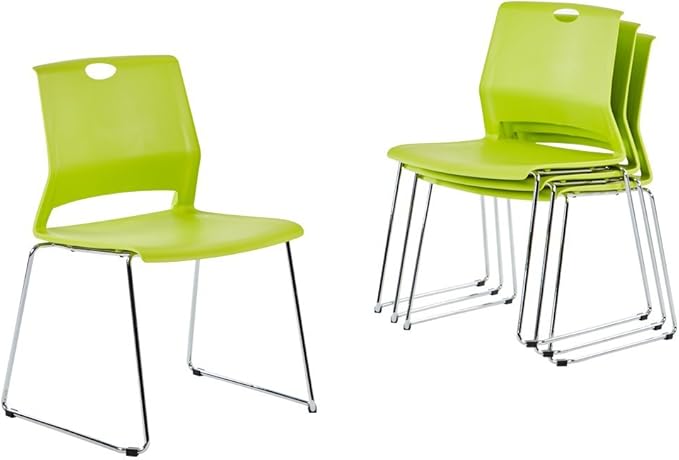 Sidanli Stacking Chairs for Business, Modern Dining Chairs for Home-Green (Set of 4)