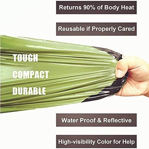 Survival kit 4 Pack, 1 Emergency Tent 1 Emergency Sleeping Bag 1 Mylar Blankets 1 Poncho with 4 Tac Bags for Outdoor Carcar Kits, Camping, Hiking Reuse Emergency Shelter.