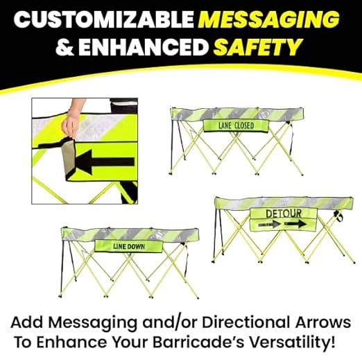 Flex-Safe Safety Barriers, Portable Expandable Barricade 5 ft Traffic Barricade Parking Barrier Folding Security Gate Scissor Gate Traffic Cones Alternative High Vis Yellow