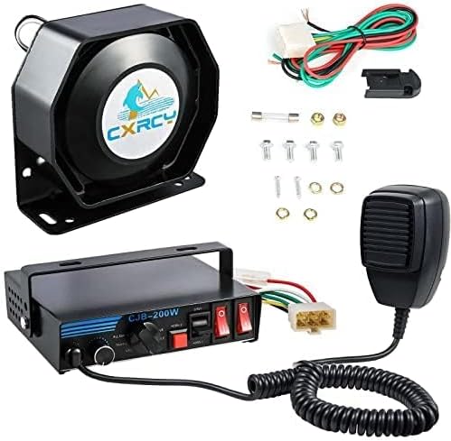 9 Tone 12V 200W Police Warning Emergency Siren PA System - [Handheld Microphone] &[120-150dB] Extra Slim Speaker PA System Kit for Firefighter Ambulance Vehicles Truck SUV ATV UTV ﻿ ﻿